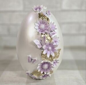 Laura Ashley Lavender Butterflies & Floral Easter Egg Spring Decor Luster 3D New
